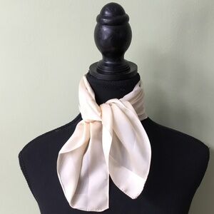 Boselli Vintage Poly Square Made In Italy Neutral Cream Scarf